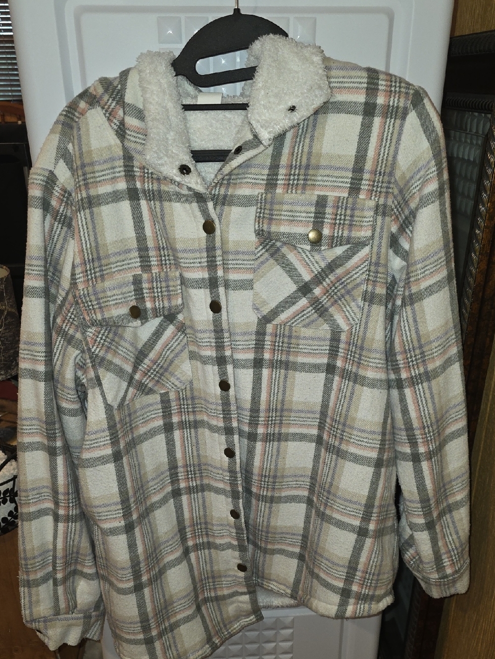 Fleece Lined Flannel Shacket Size L